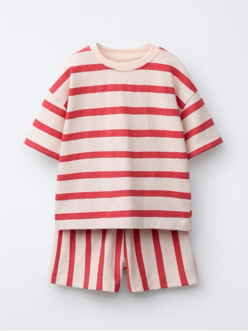 ZARA STRIPED T-SHIRT AND BERMUDA JOGGING SET